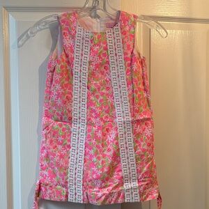 Lilly Pulitzer Pink and Green Floral Dress with Lace